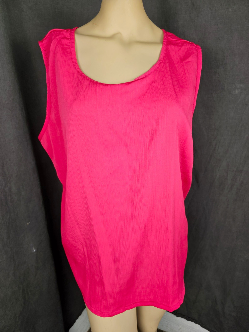 Vintage 2 Piece Set 1X Pink Crinkle Chiffon Plisse Tank Top Elastic Waist Pants